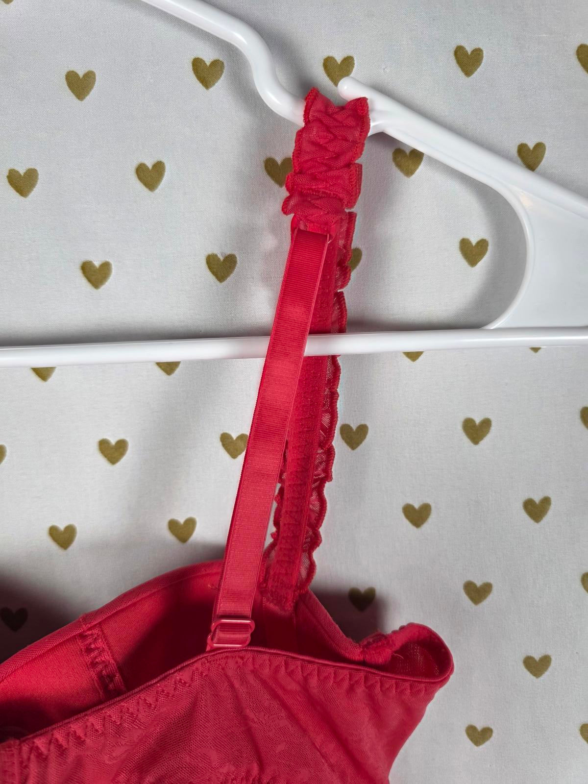 SEXY LITTLE THINGS 34D Red Ruched Underwire Sexy Bow Lingerie Nightie Coquette