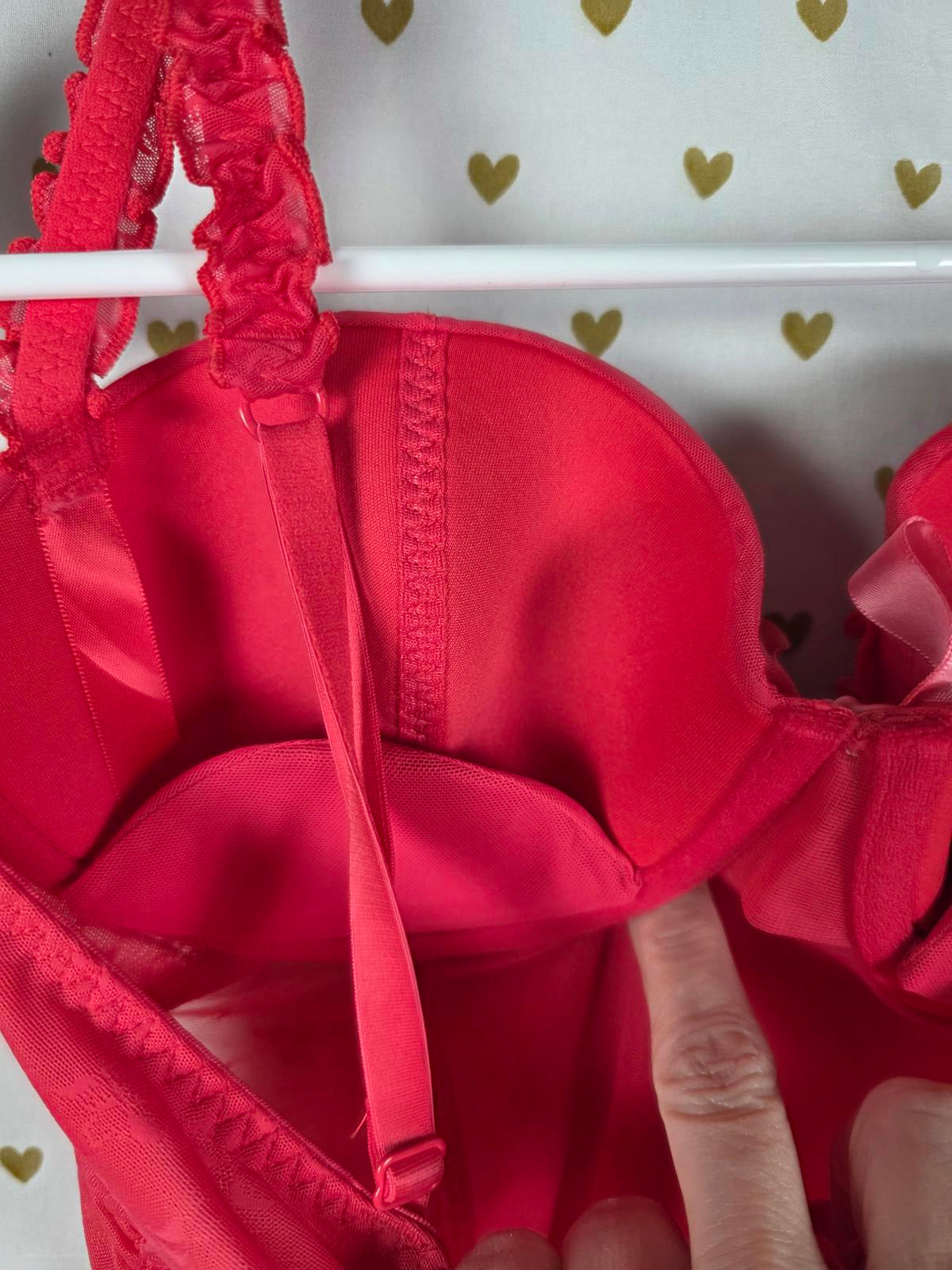 SEXY LITTLE THINGS 34D Red Ruched Underwire Sexy Bow Lingerie Nightie Coquette