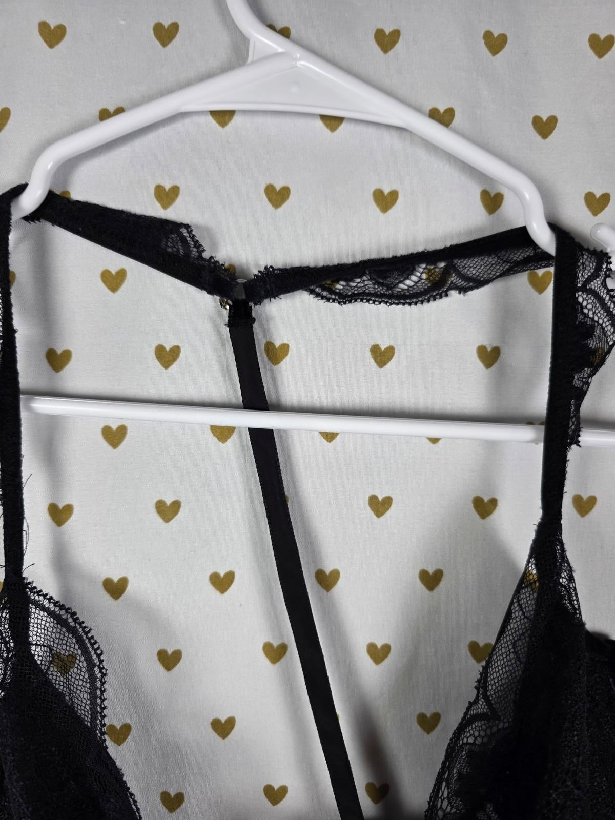 Victorias Secret VERY SEXY 36C Sheer Racerback nightie Babydoll Lingerie Black