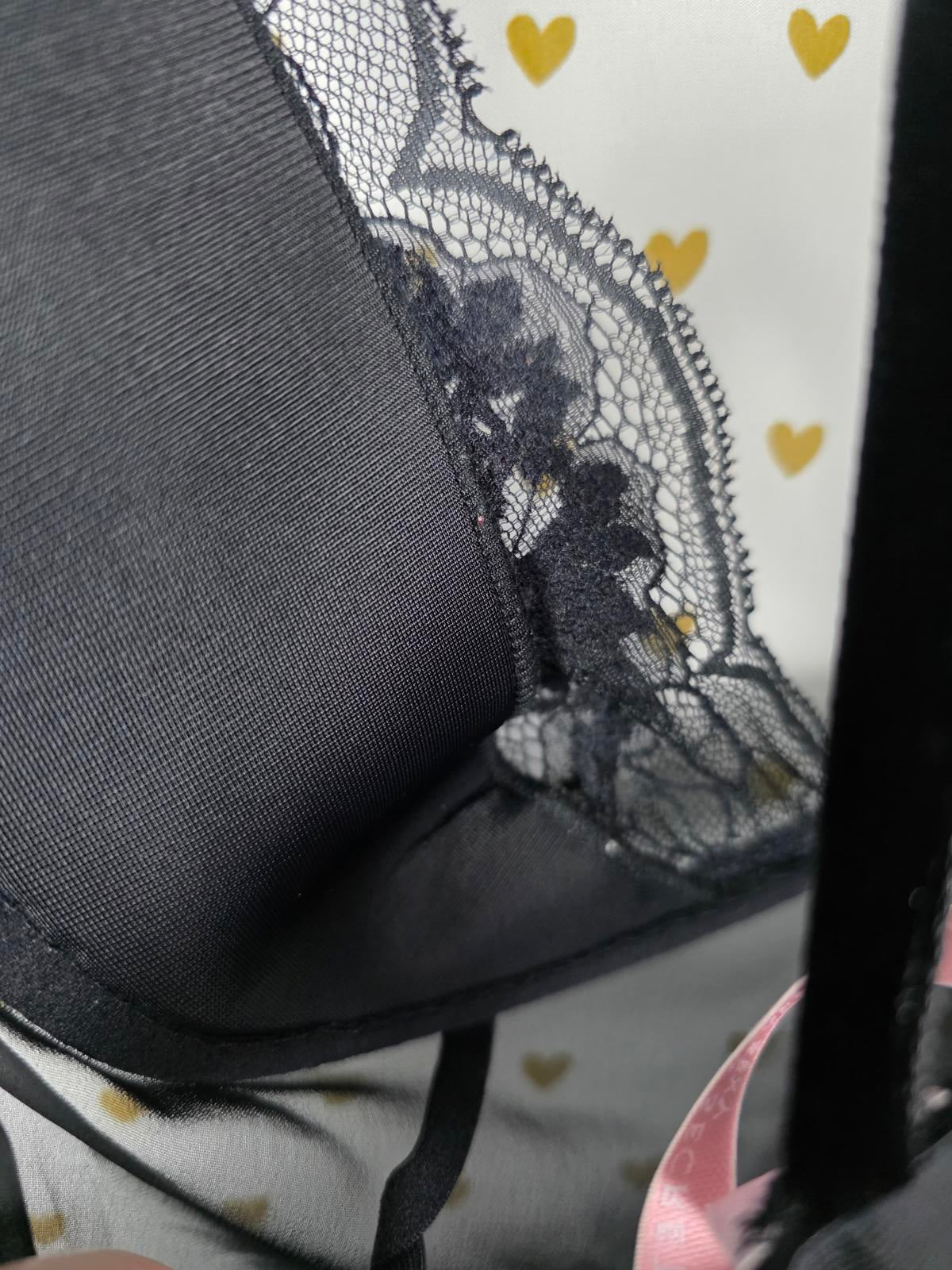 Victorias Secret VERY SEXY 36C Sheer Racerback nightie Babydoll Lingerie Black