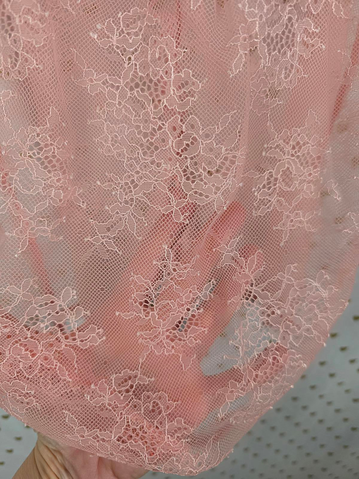 Victorias Secret Peach Lace Up Lace Sexy Sheer Nightie Lingerie Sleep Dress SM