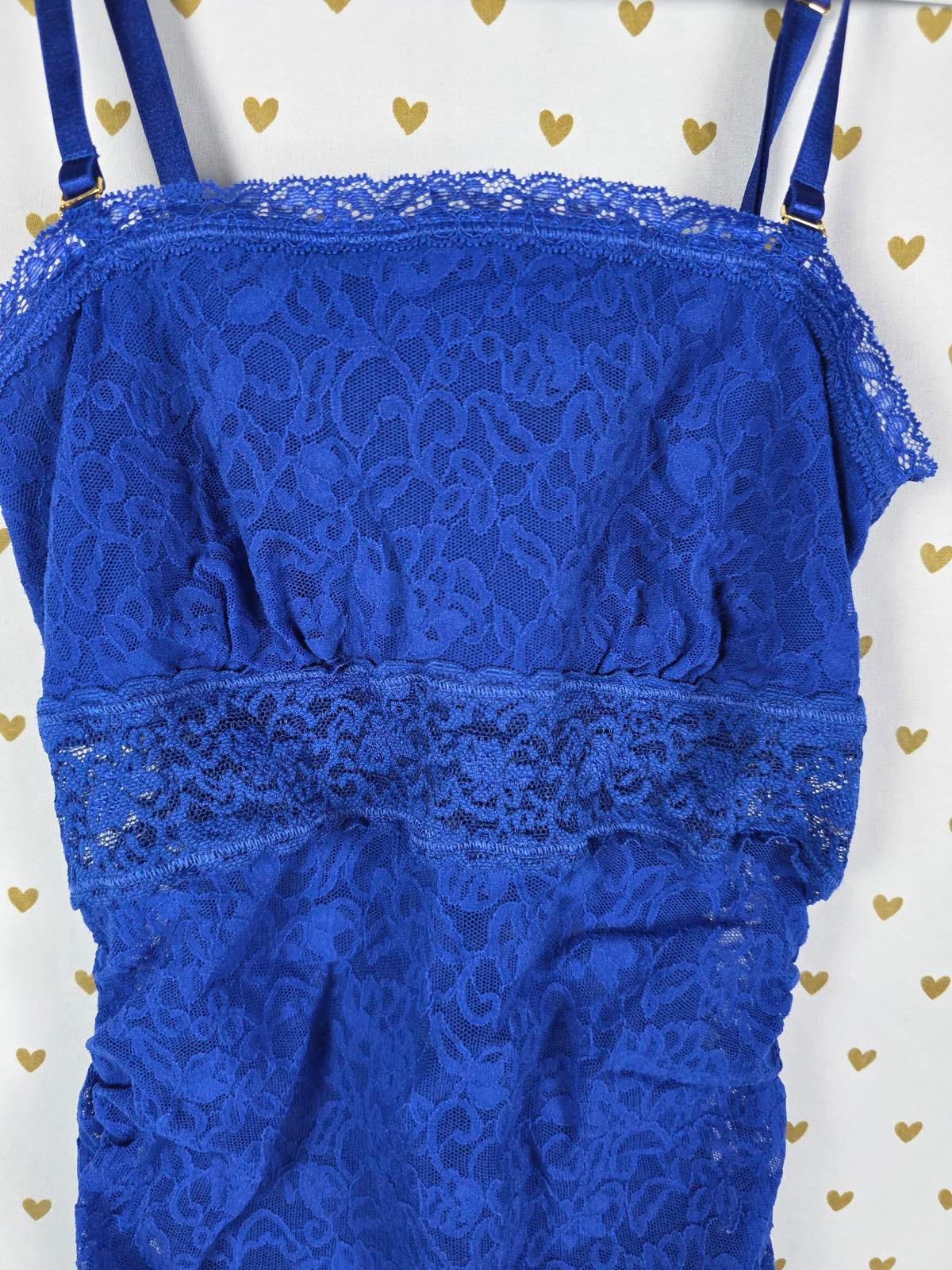 Victorias Secret Blue LACE Sexy RUCHED Sleep Dress nightie Lingerie SMALL