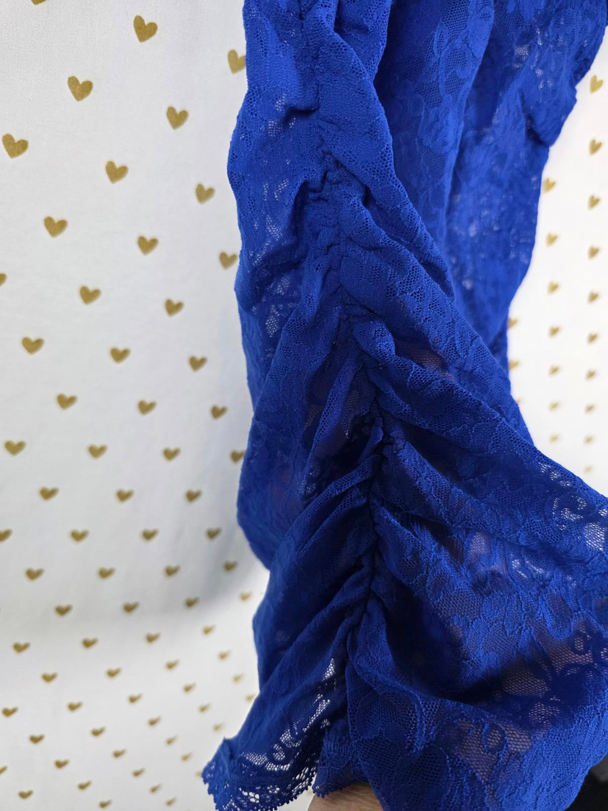 Victorias Secret Blue LACE Sexy RUCHED Sleep Dress nightie Lingerie SMALL