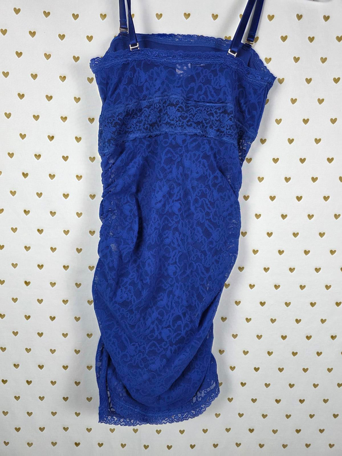Victorias Secret Blue LACE Sexy RUCHED Sleep Dress nightie Lingerie SMALL