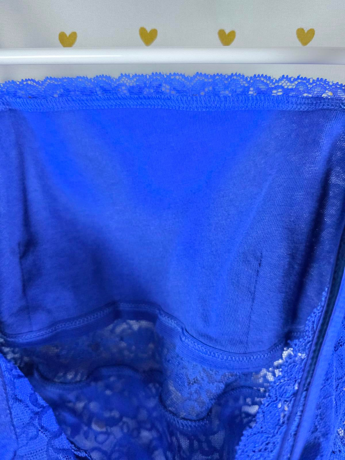 Victorias Secret Blue LACE Sexy RUCHED Sleep Dress nightie Lingerie SMALL