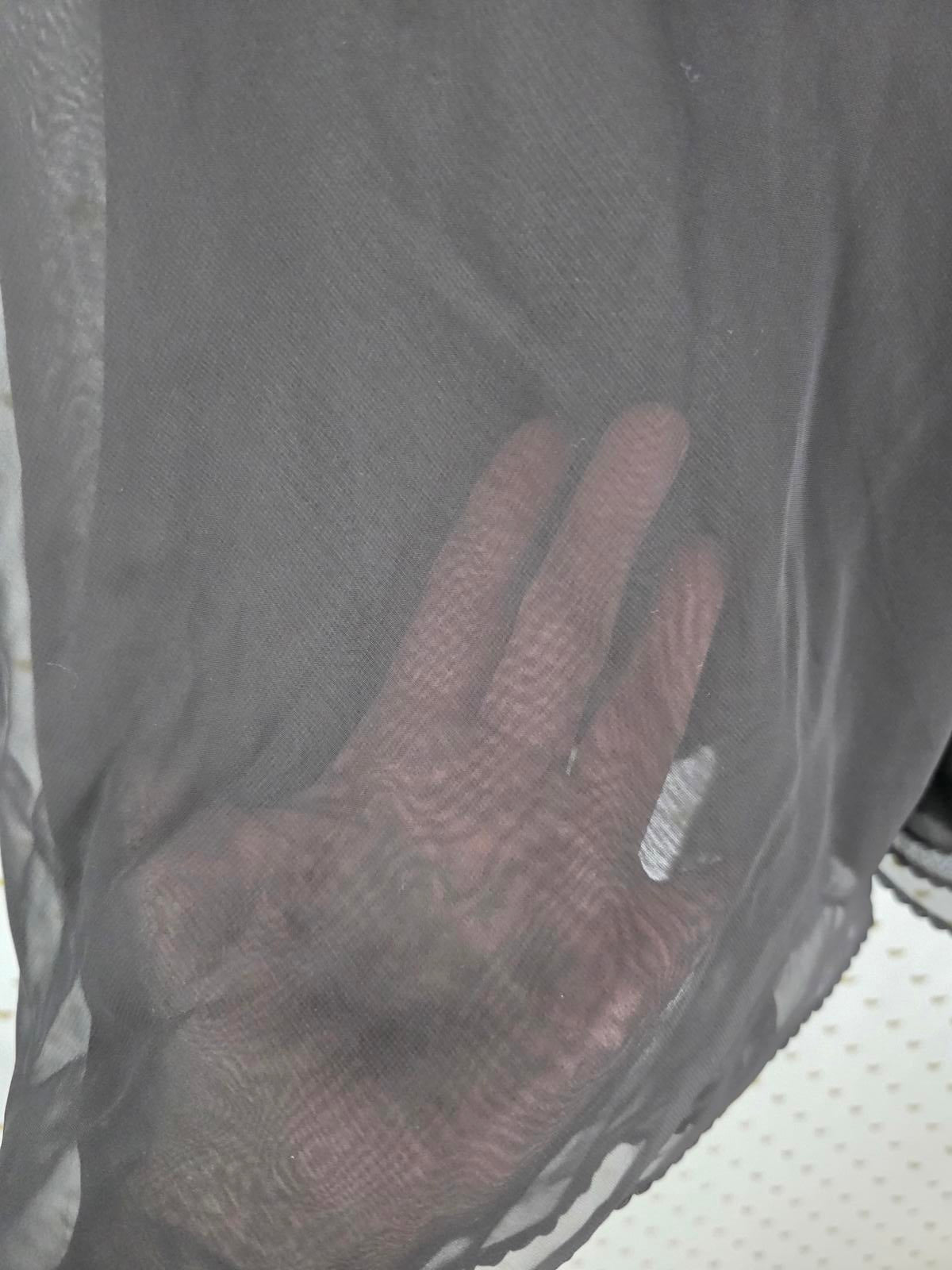 Victorias Secret Black Sexy Sheer Satin Accent Nightie Heart Label LARGE VTG