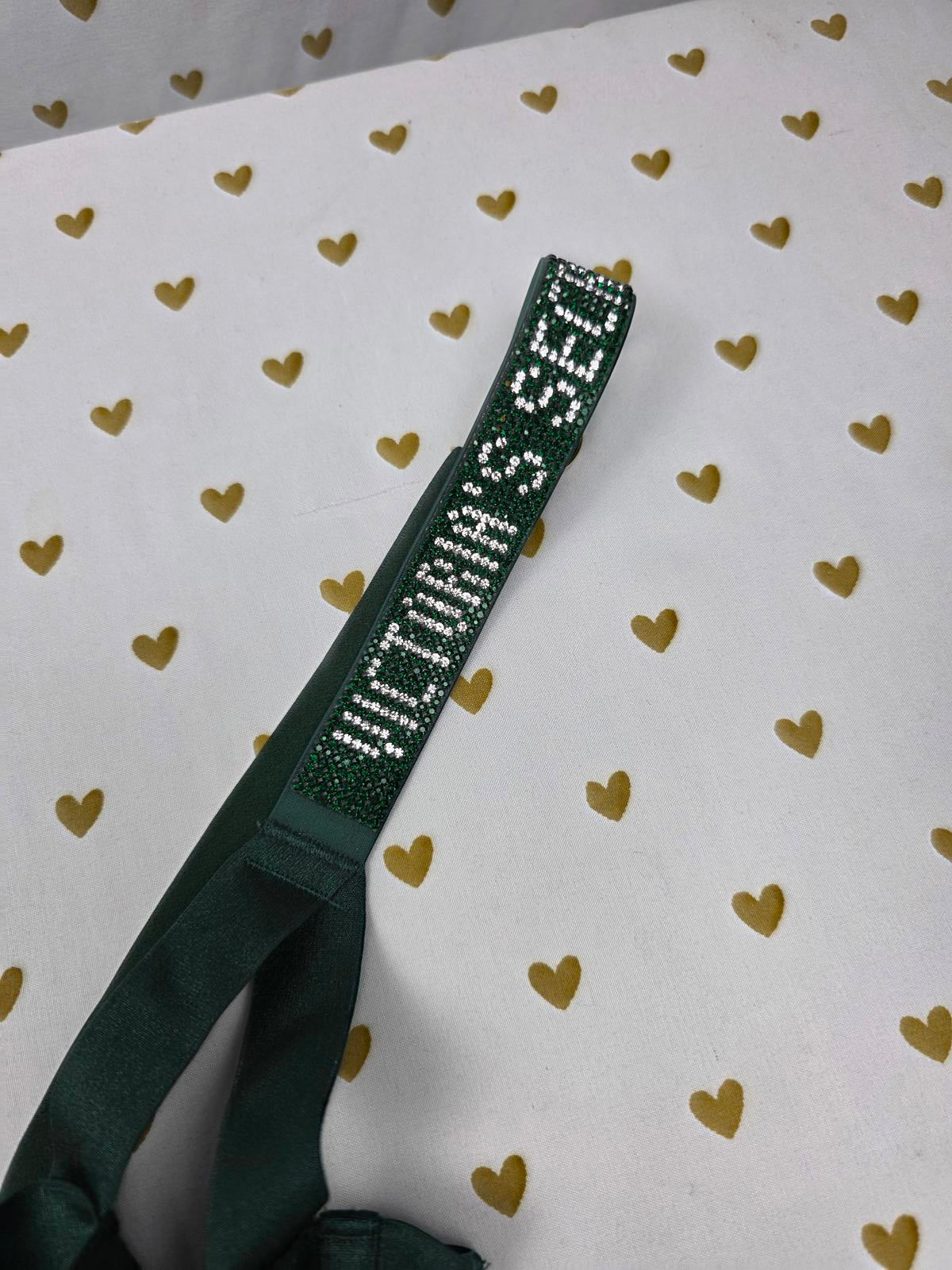 Victoria's Secret Shine Strap BLING Teddy Caged GREEN Sexy MEDIUM V string $140