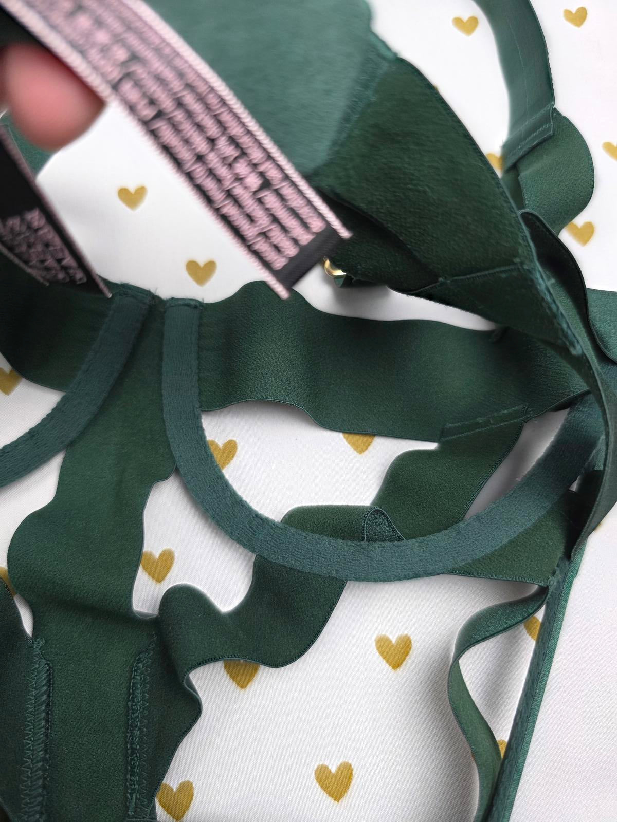 Victoria's Secret Shine Strap BLING Teddy Caged GREEN Sexy MEDIUM V string $140