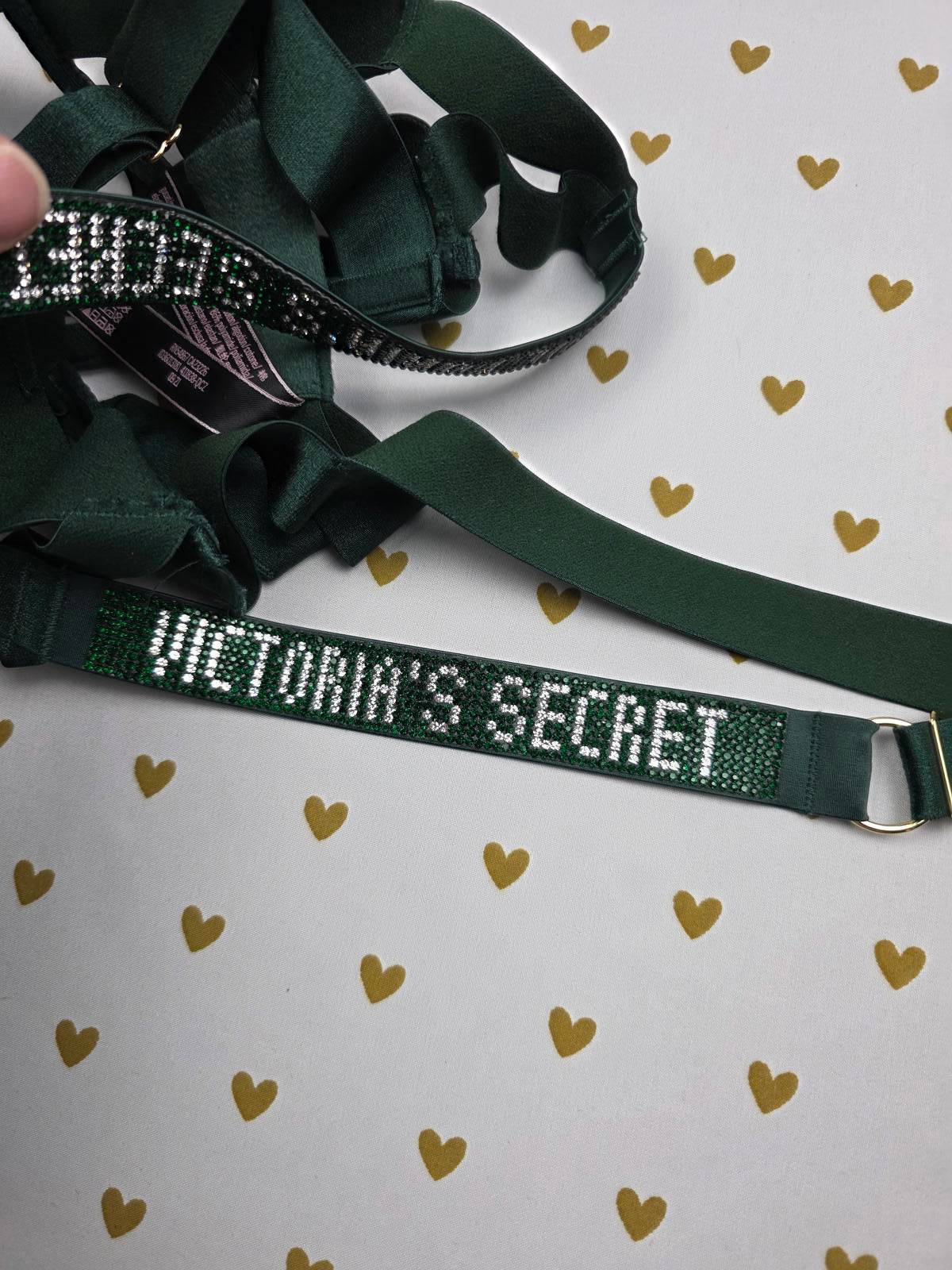 Victoria's Secret Shine Strap BLING Teddy Caged GREEN Sexy MEDIUM V string $140