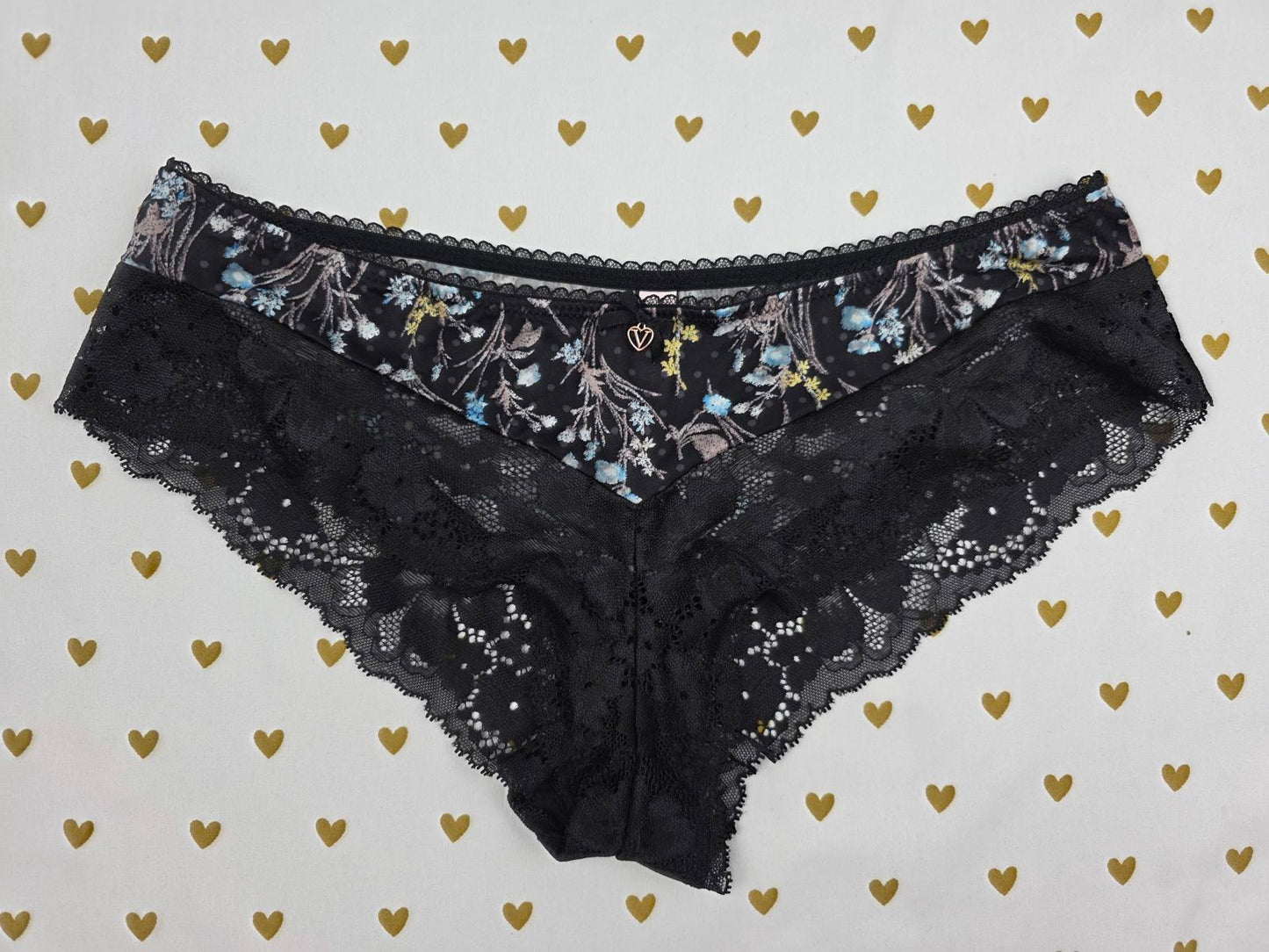 Victoria's Secret sexy Floral Satin Lace lined Hipster Hiphugger Panties MEDIUM