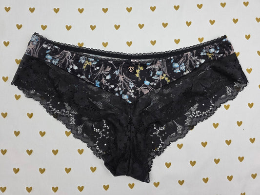 Victoria's Secret sexy Floral Satin Lace lined Hipster Hiphugger Panties MEDIUM