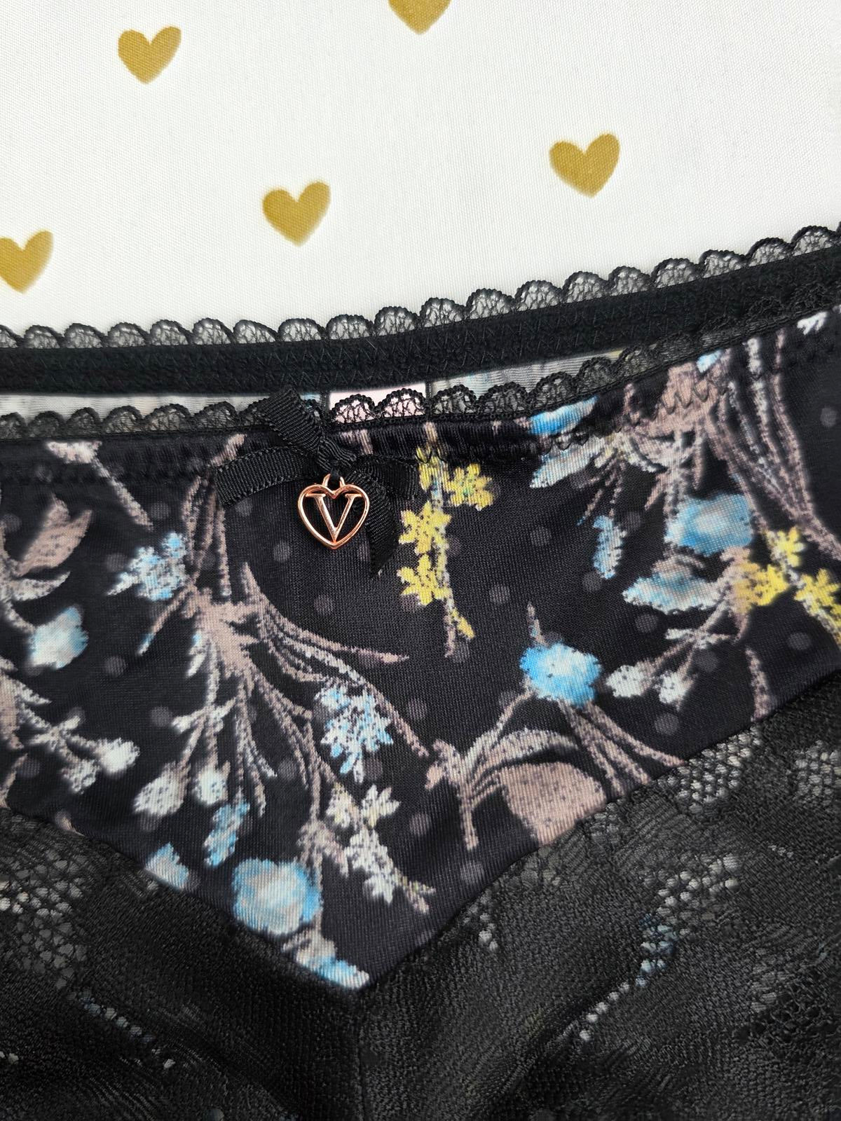 Victoria's Secret sexy Floral Satin Lace lined Hipster Hiphugger Panties MEDIUM
