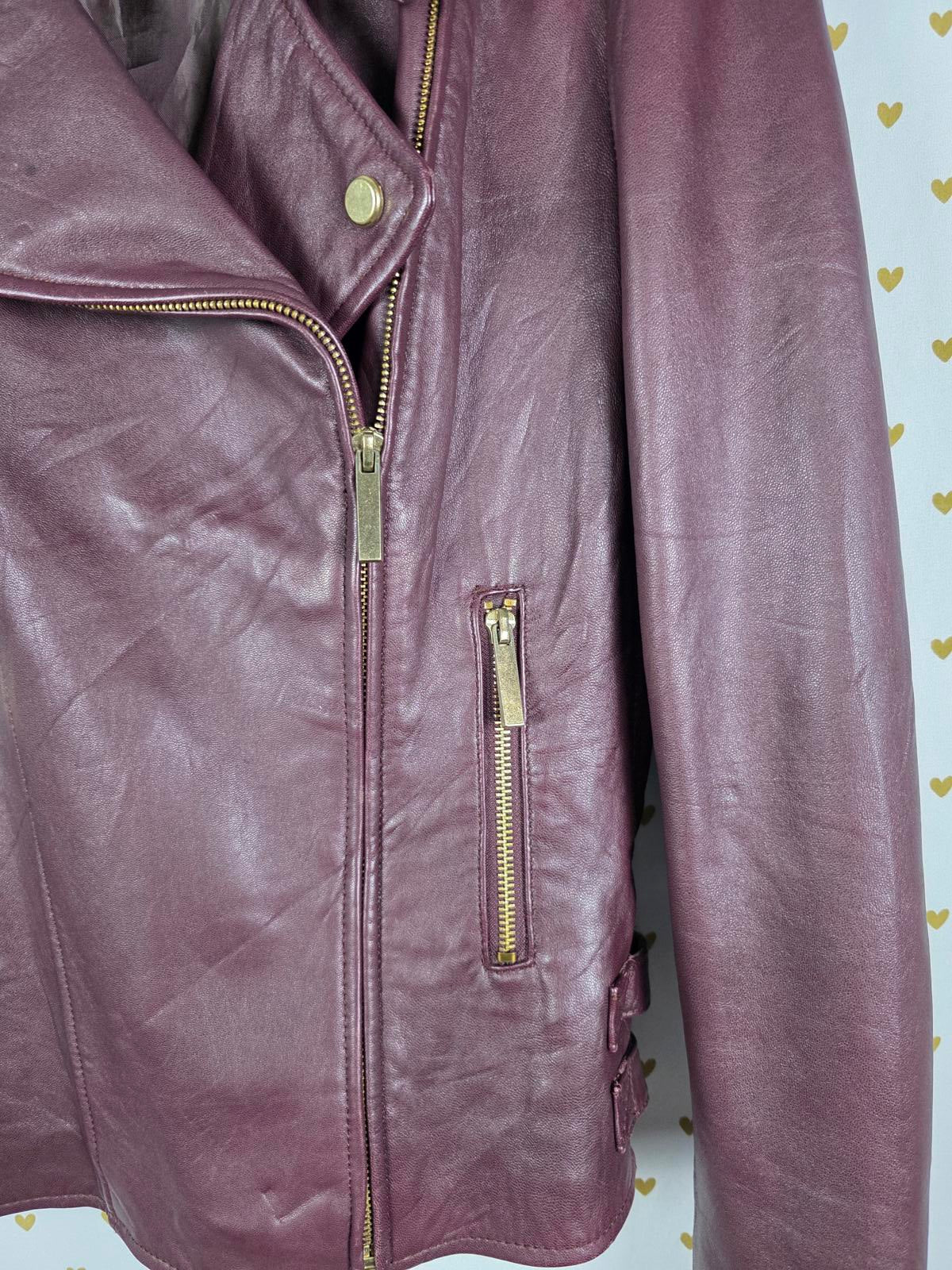 Victoria's Secret SUPER SOFT 100% Leather Motorcycle Moto Jacket Maroon SMALL