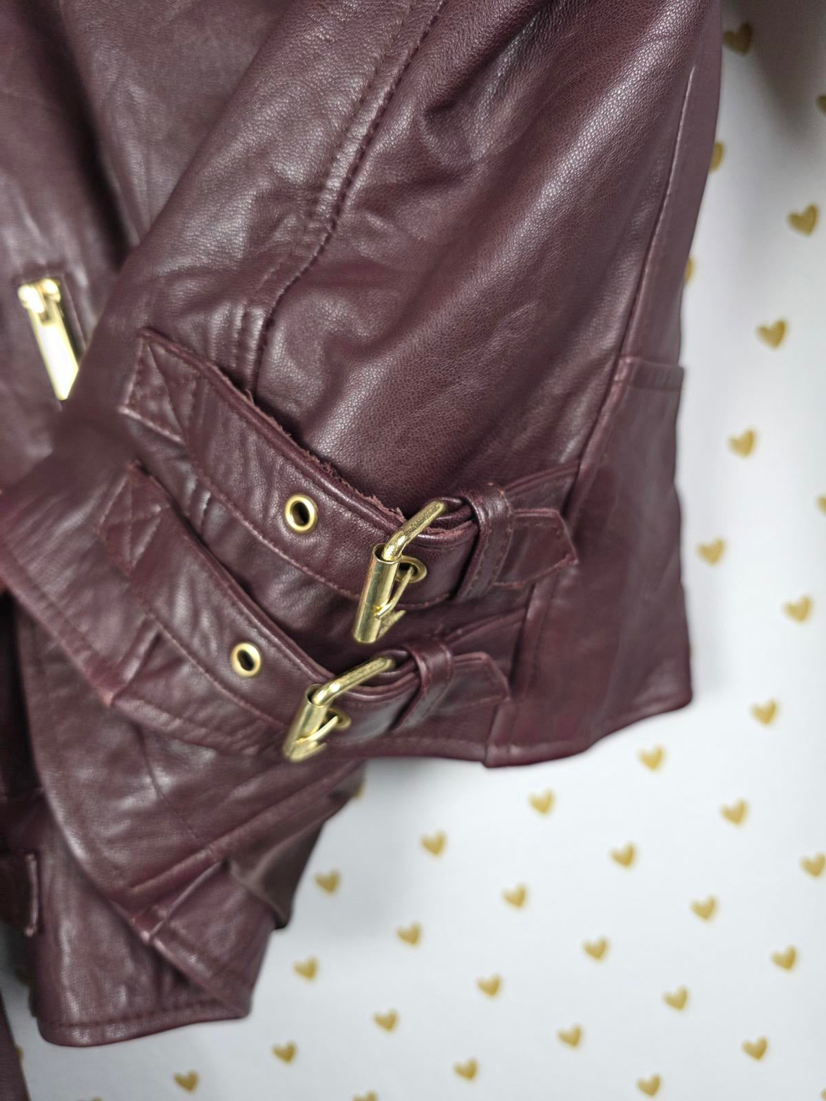 Victoria's Secret SUPER SOFT 100% Leather Motorcycle Moto Jacket Maroon SMALL