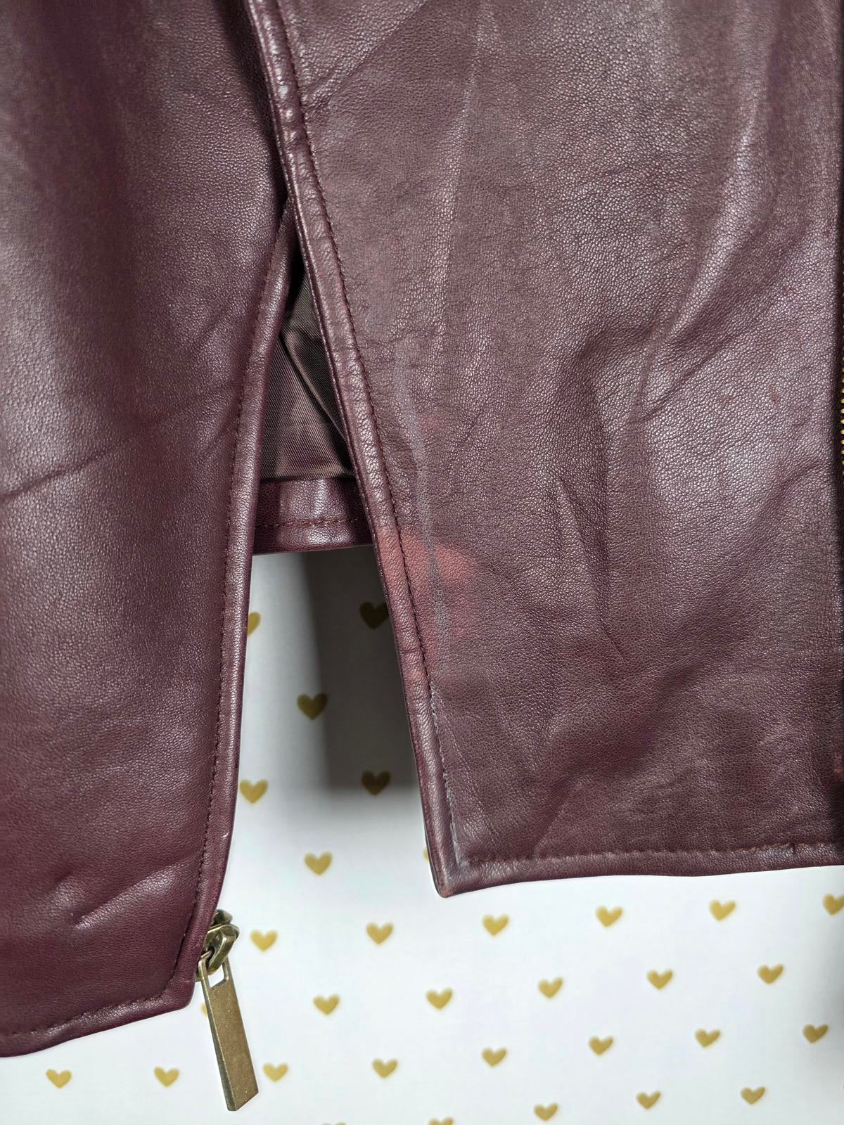 Victoria's Secret SUPER SOFT 100% Leather Motorcycle Moto Jacket Maroon SMALL