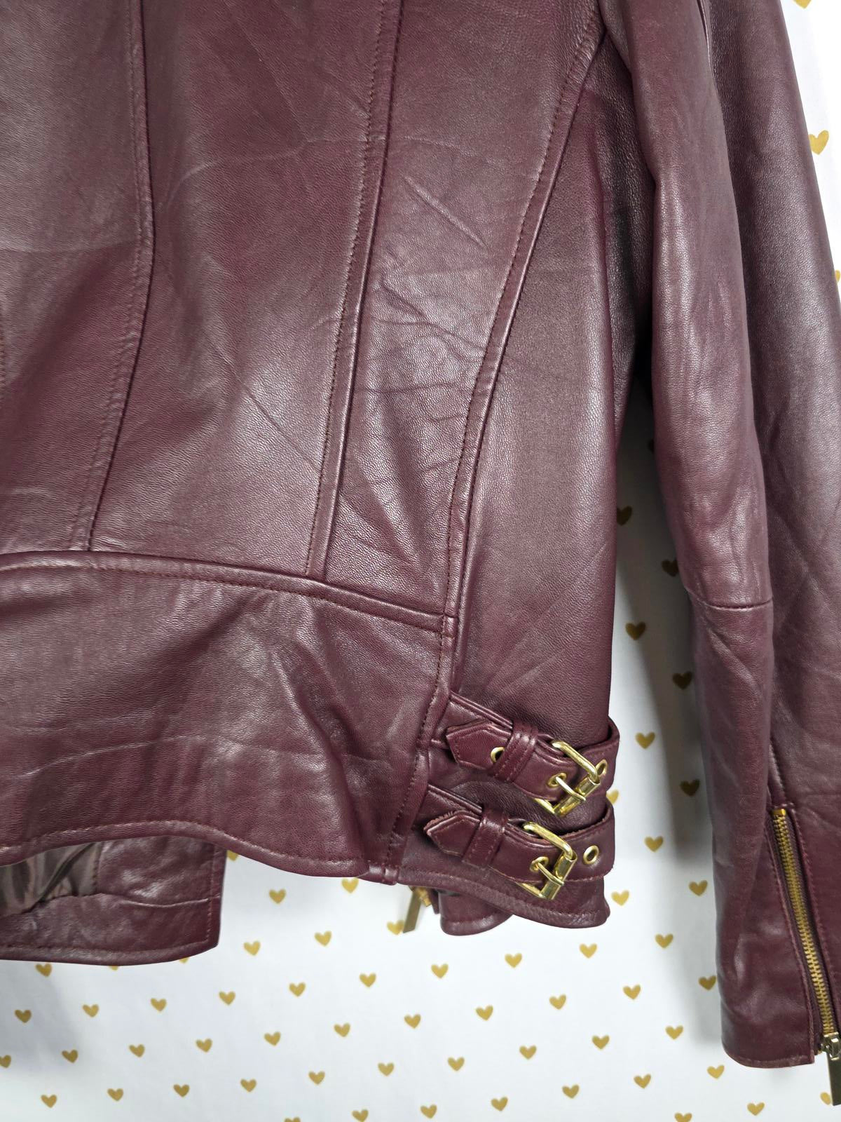 Victoria's Secret SUPER SOFT 100% Leather Motorcycle Moto Jacket Maroon SMALL