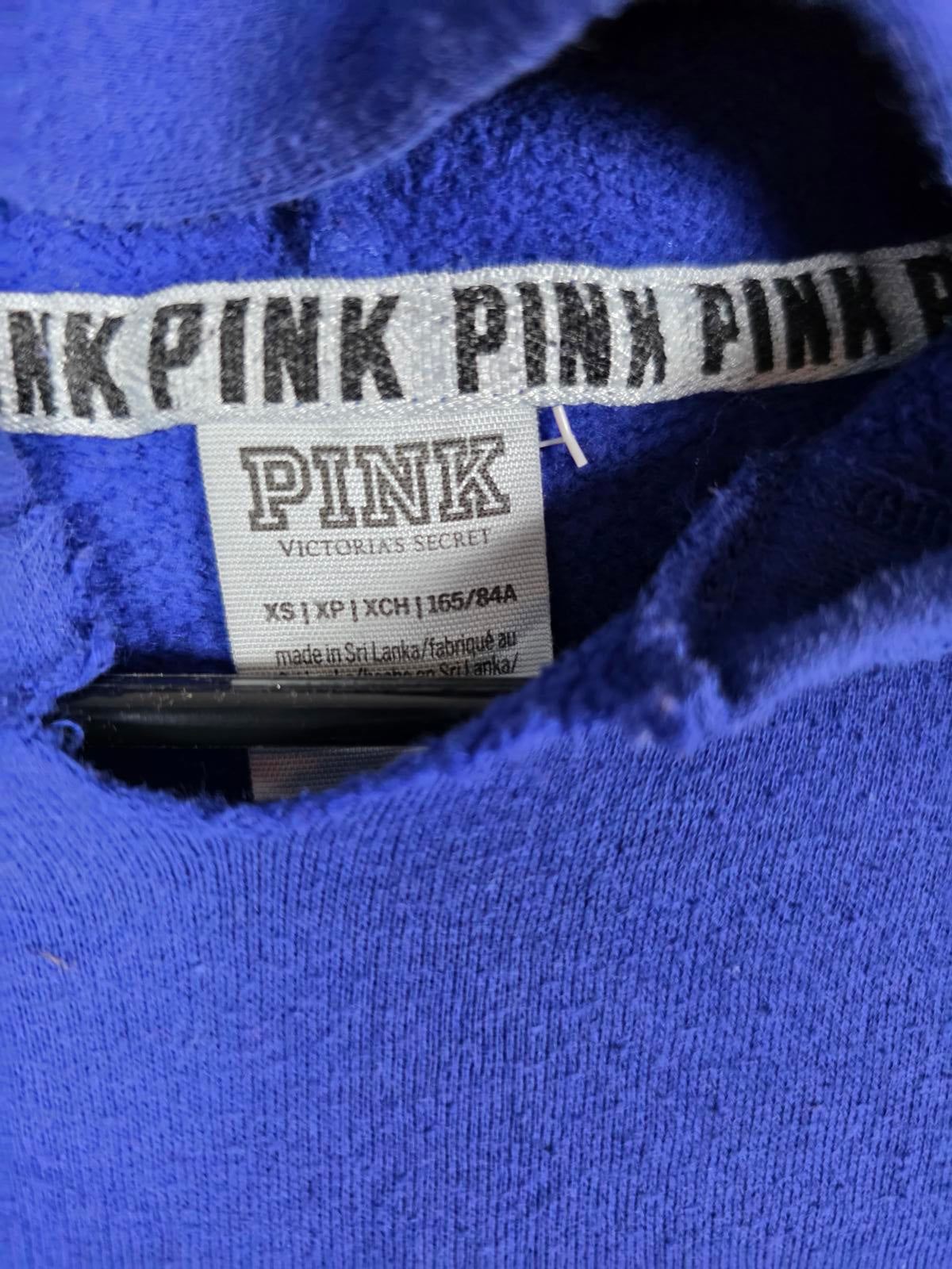 Victorias Secret Pink Dark Blue XS Logo Hoodie Sweater Shirt