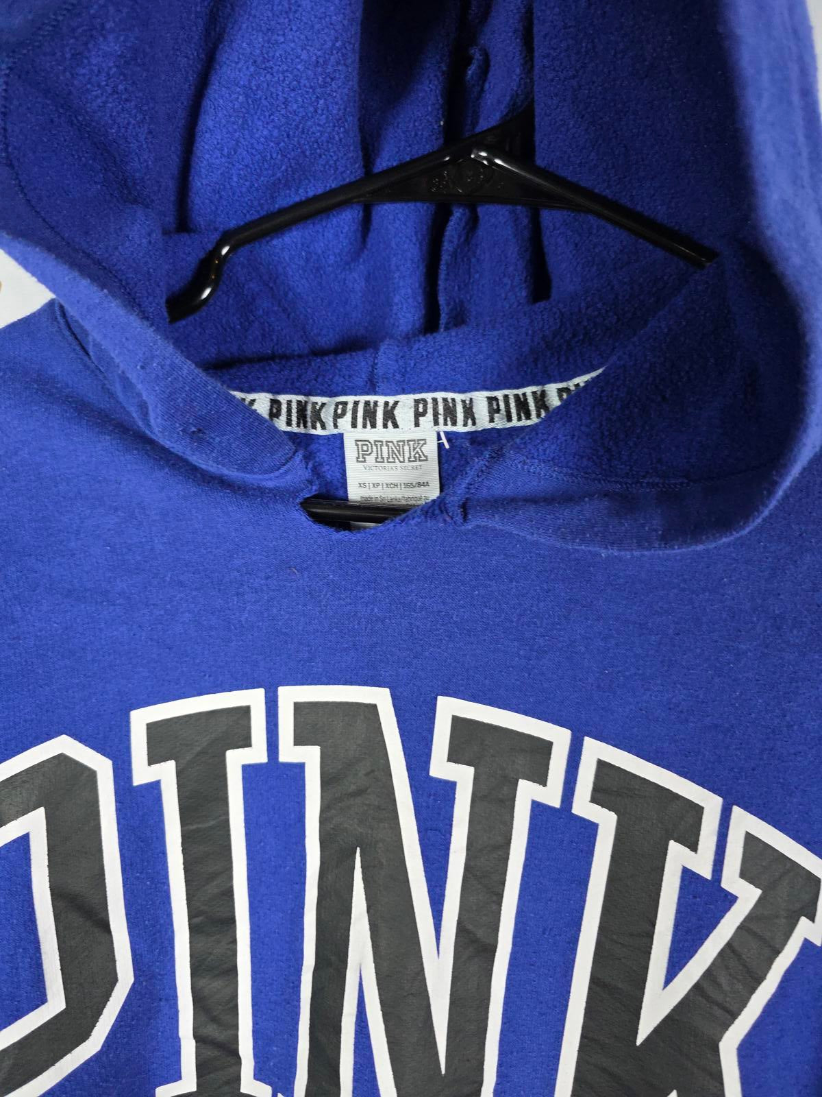 Victorias Secret Pink Dark Blue XS Logo Hoodie Sweater Shirt