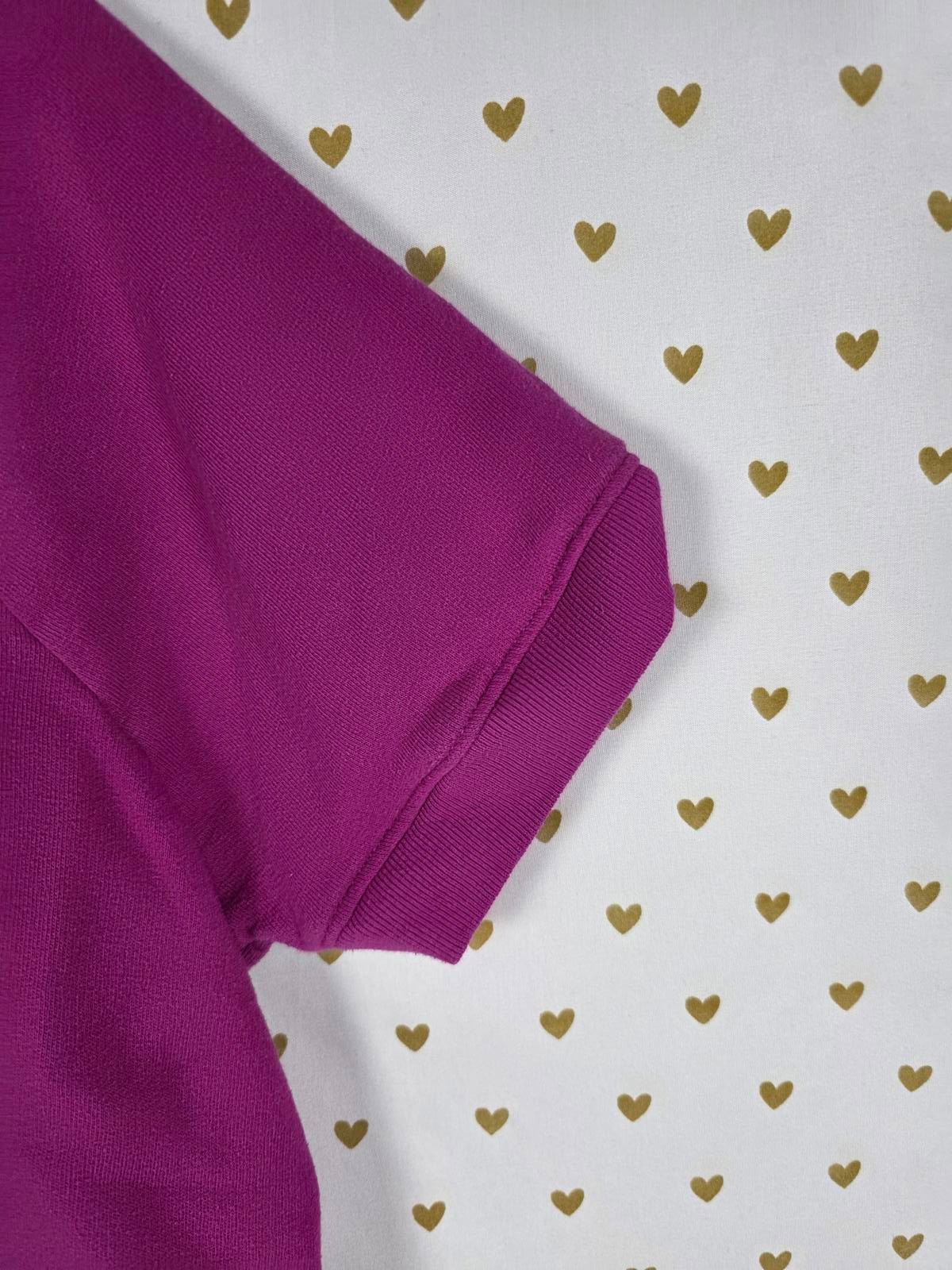 Victorias Secret PINK Purple Boxy Cropped Tee Shirt Sweater embroidered SMALL