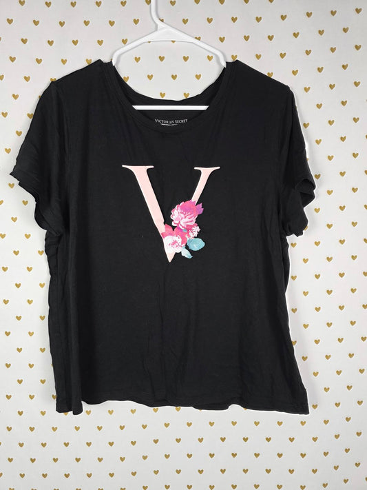Victorias Secret Logo Baby tee shirt Large Floral