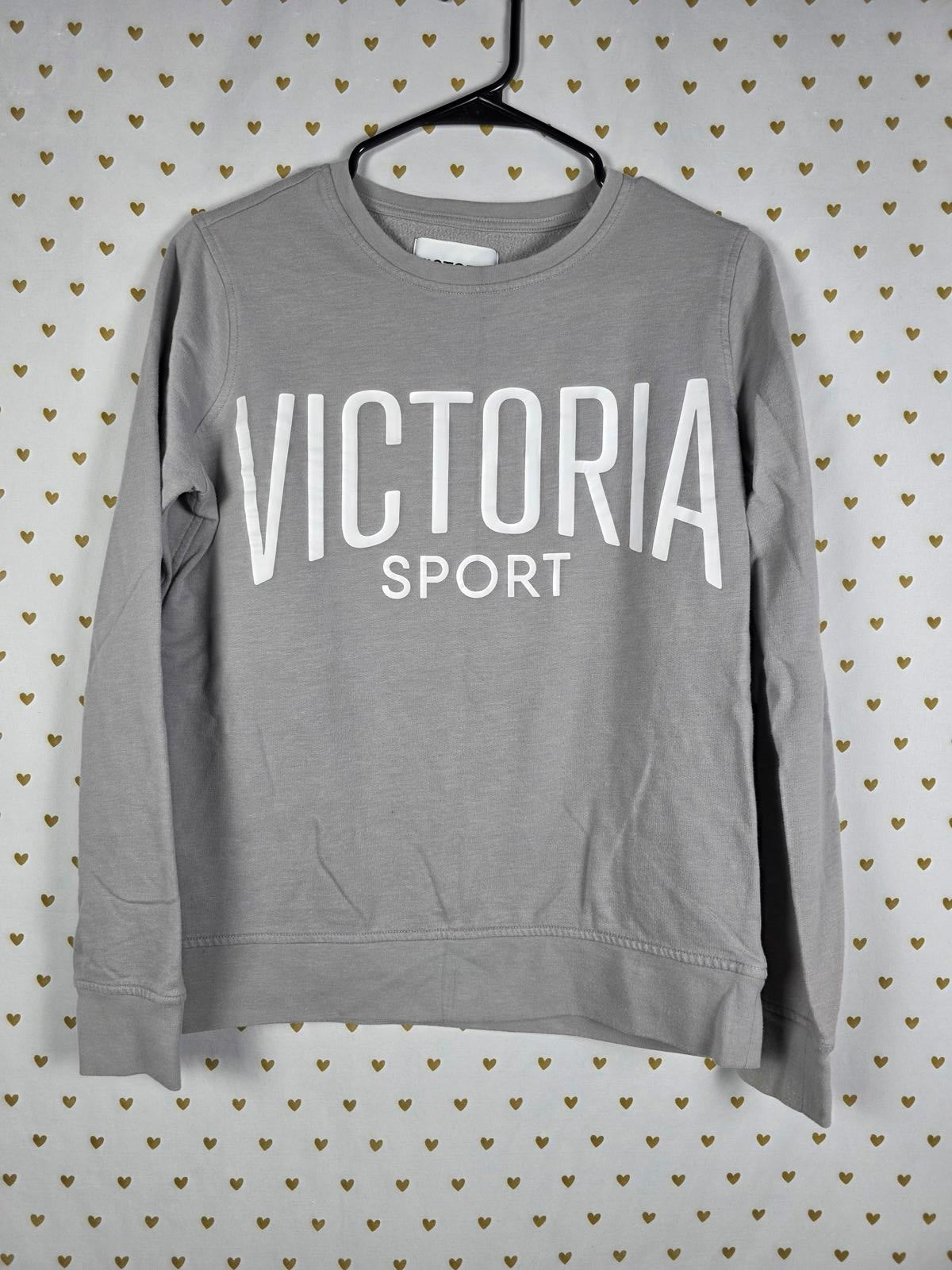 Victorias Secret SPORT Crew Sweater Shirt Grey Logo XS Oversized