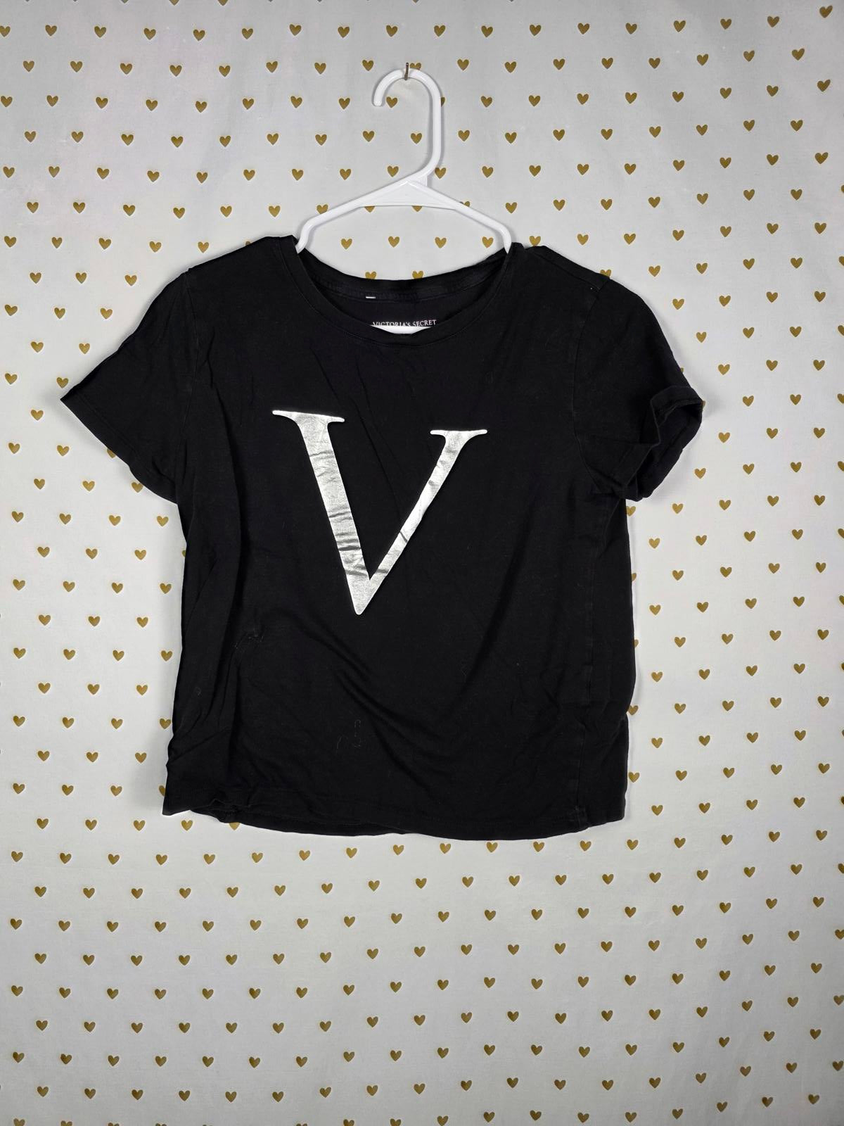 Victorias Secret PINK V LOGO FOIL XS Baby Tee Shirt