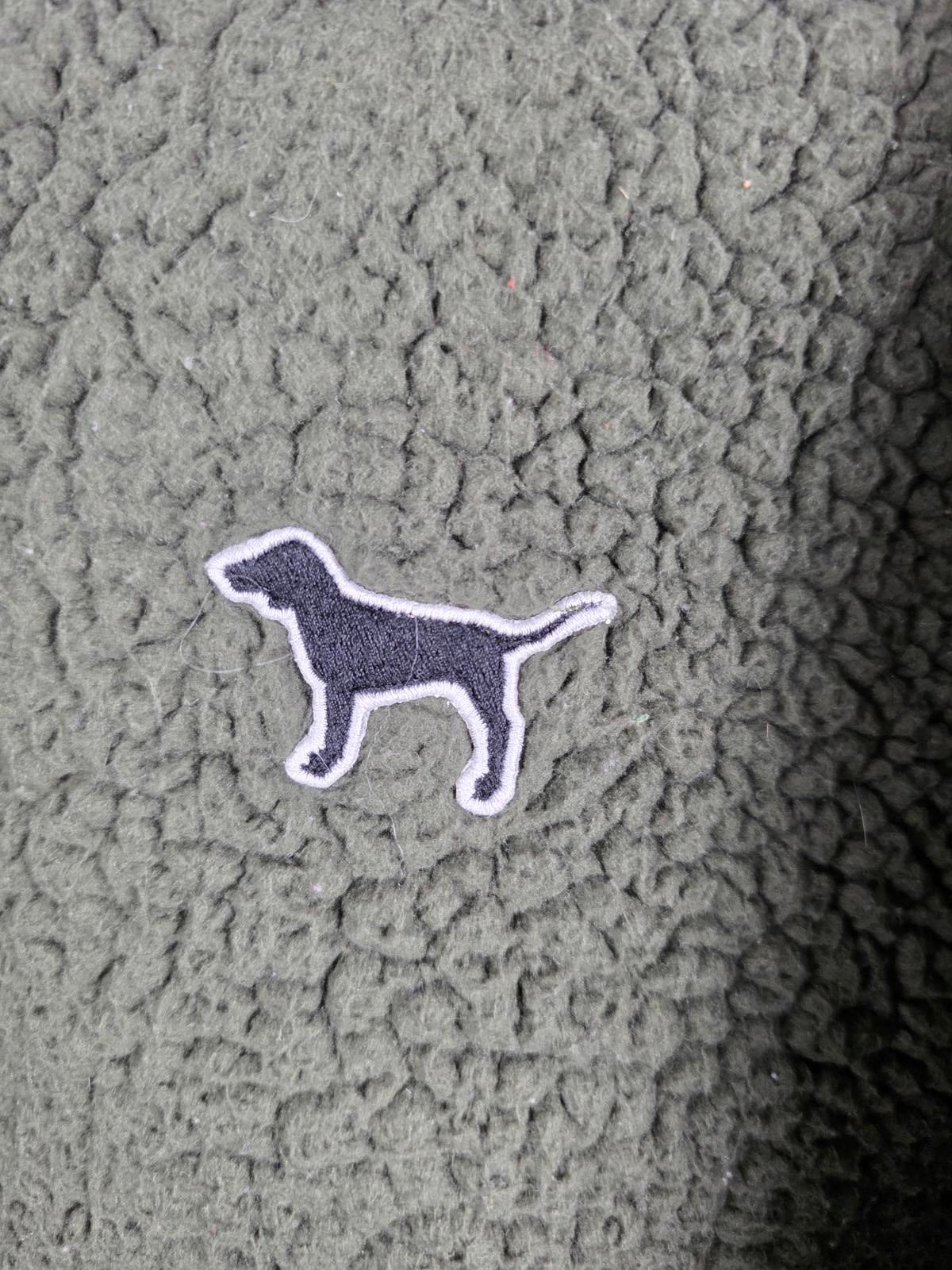 Victorias Secret Pink Green Quarter Zip Fido Dog Logo sweater jacket Fuzzy SMALL