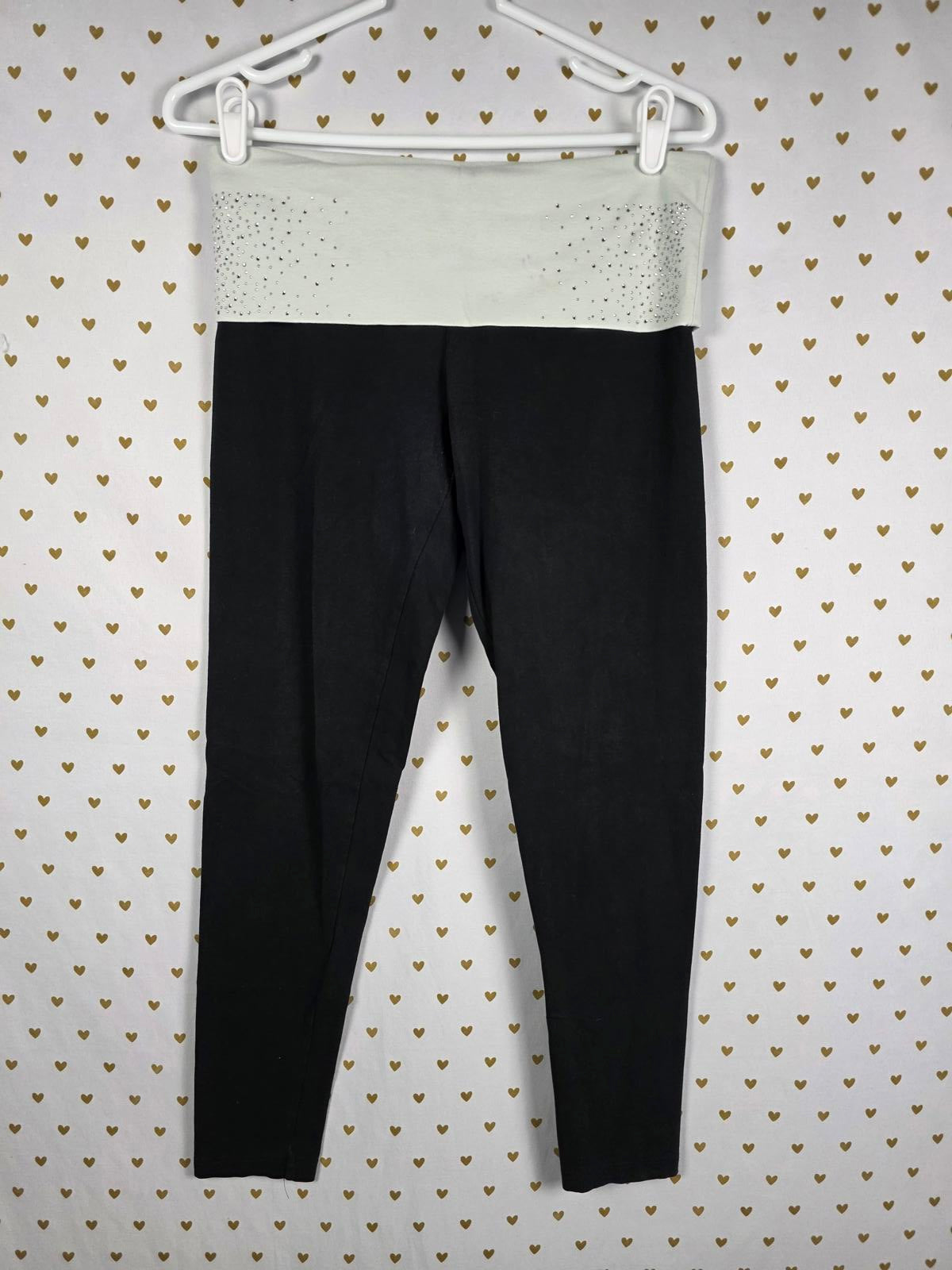 Victorias Secret PINK Y2K BLING Foldover Yoga Pants MEDIUM Leggings Rhinestone