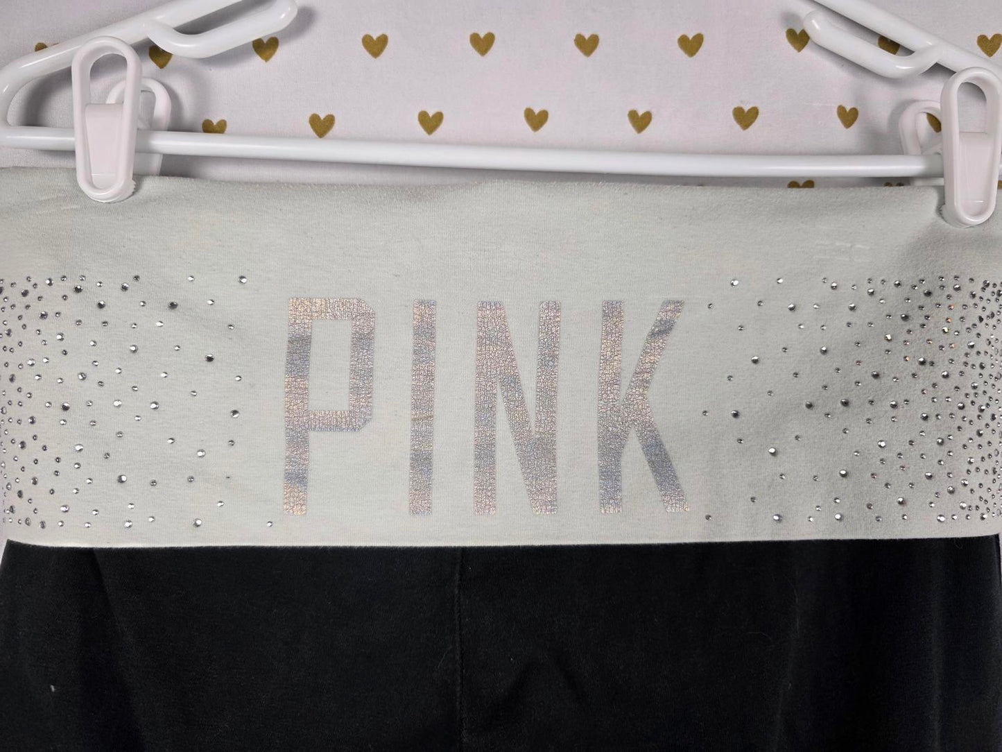 Victorias Secret PINK Y2K BLING Foldover Yoga Pants MEDIUM Leggings Rhinestone