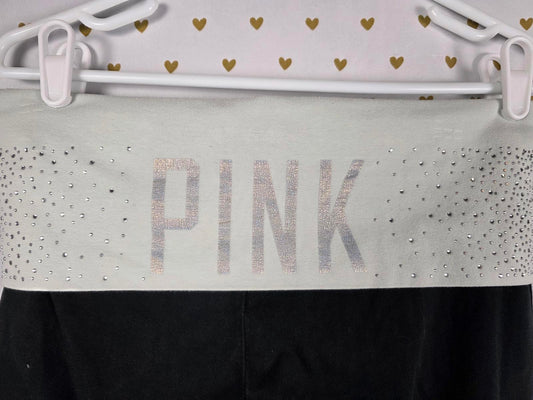 Victorias Secret PINK Y2K BLING Foldover Yoga Pants MEDIUM Leggings Rhinestone