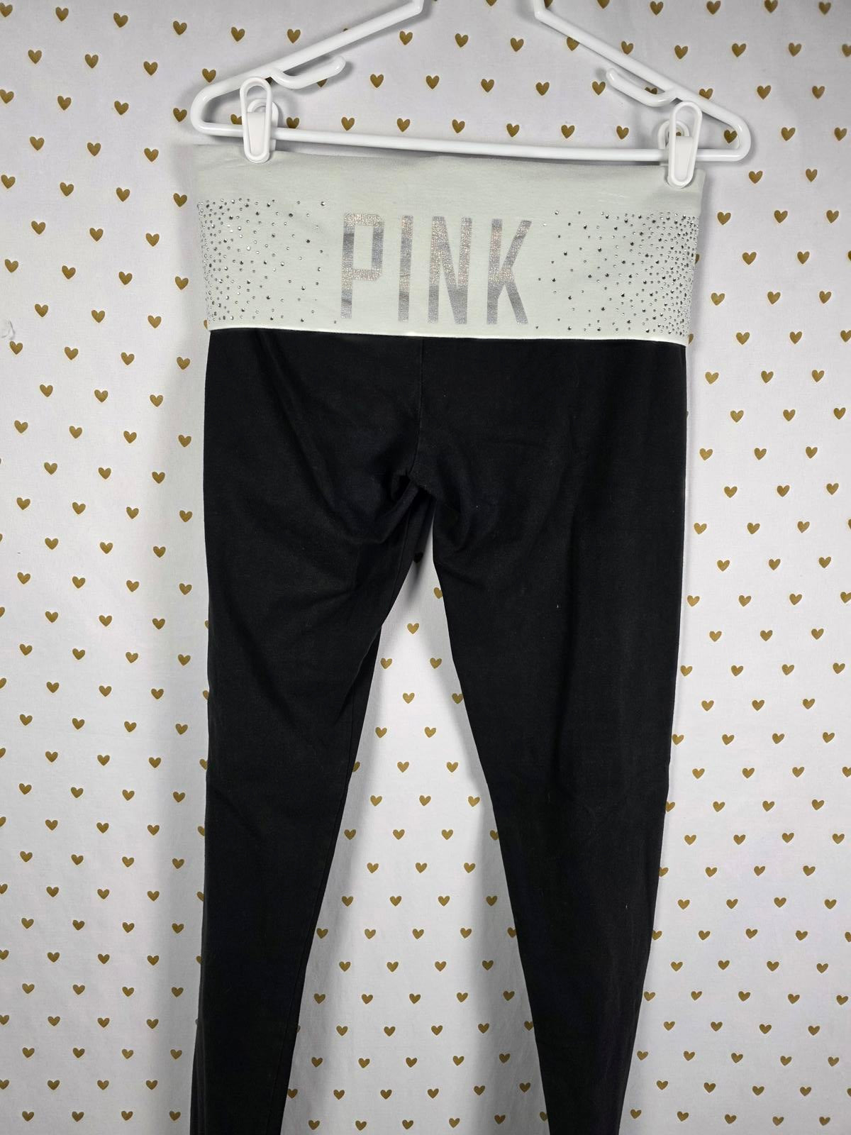 Victorias Secret PINK Y2K BLING Foldover Yoga Pants MEDIUM Leggings Rhinestone