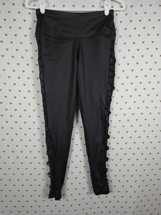 Victorias Secret SPORT Black Wet Look Yoga Active Pants Leggings SMALL