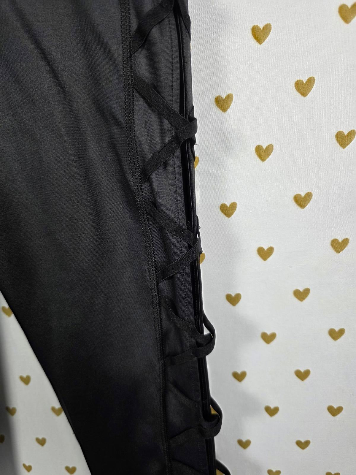 Victorias Secret SPORT Black Wet Look Yoga Active Pants Leggings SMALL