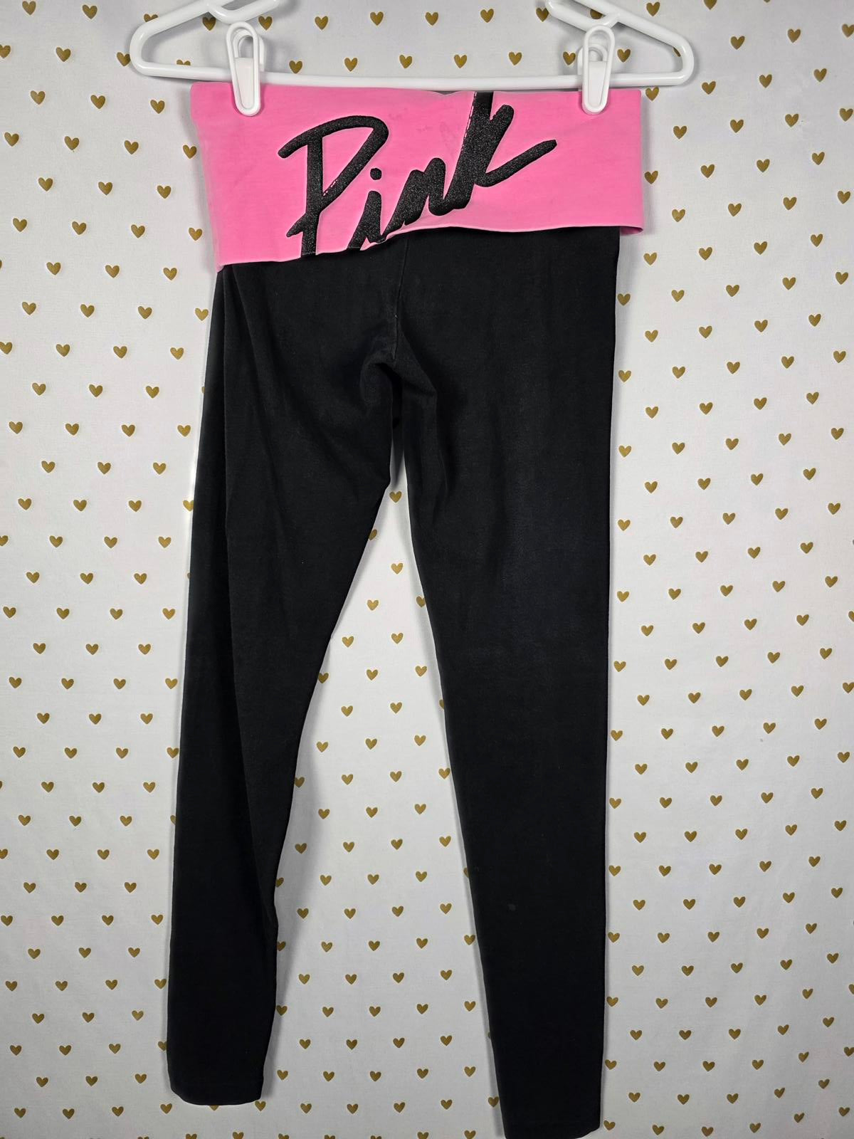 Victorias Secret PINK VINTAGE y2k Foldover Yoga Glitter Logo Pants XS