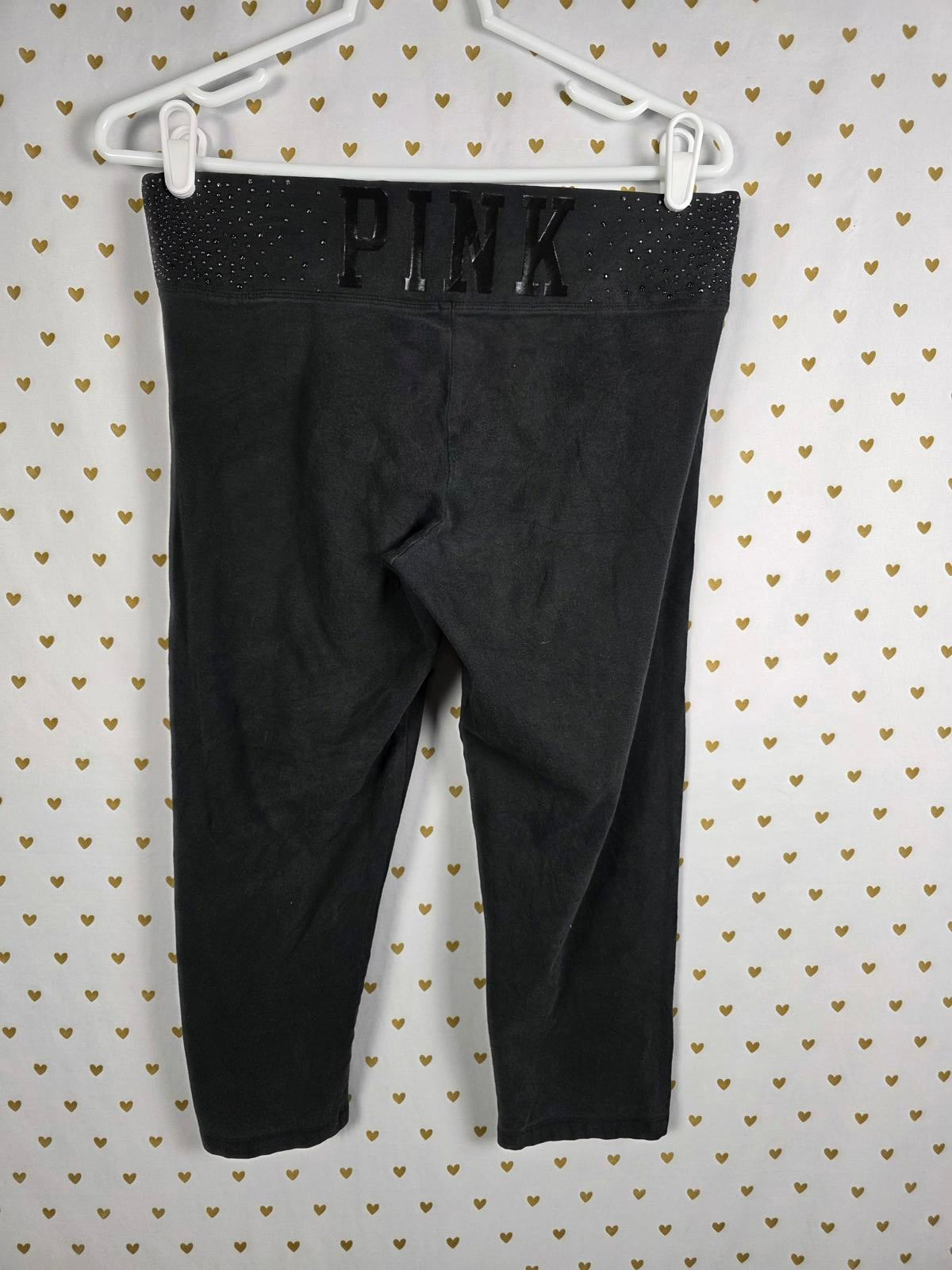 Victorias Secret PINK High Waist Cropped BLING studded yoga Pants MEDIUM