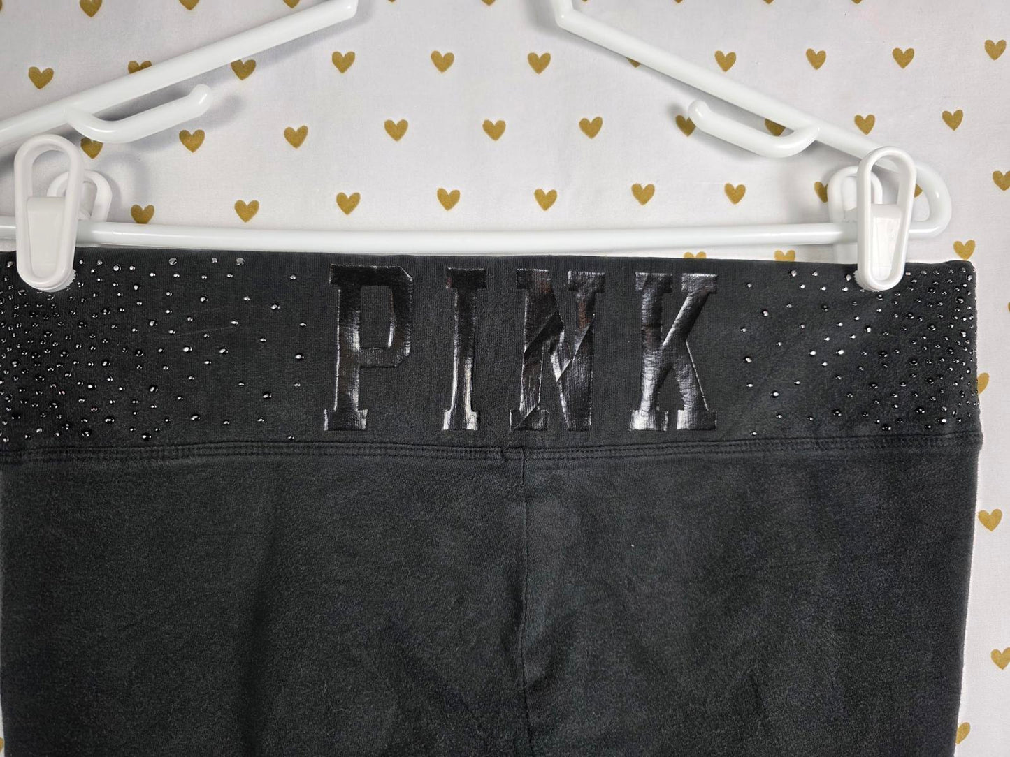 Victorias Secret PINK High Waist Cropped BLING studded yoga Pants MEDIUM