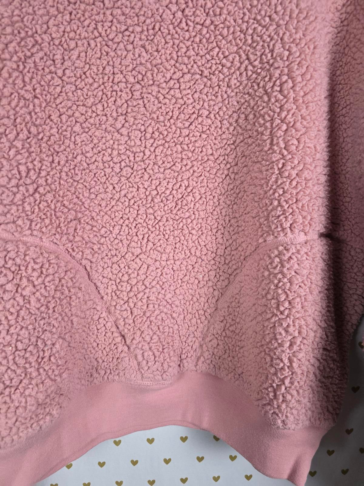 Victorias Secret Pink Fuzzy Sherpa Fleece Boucle Warm Sweater Shirt XS Oversized