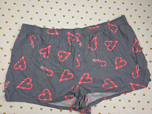 Victorias Secret PINK 2x xxl CANDY CANE HEART Sleep Shorts Boxers Pajama Bottoms
