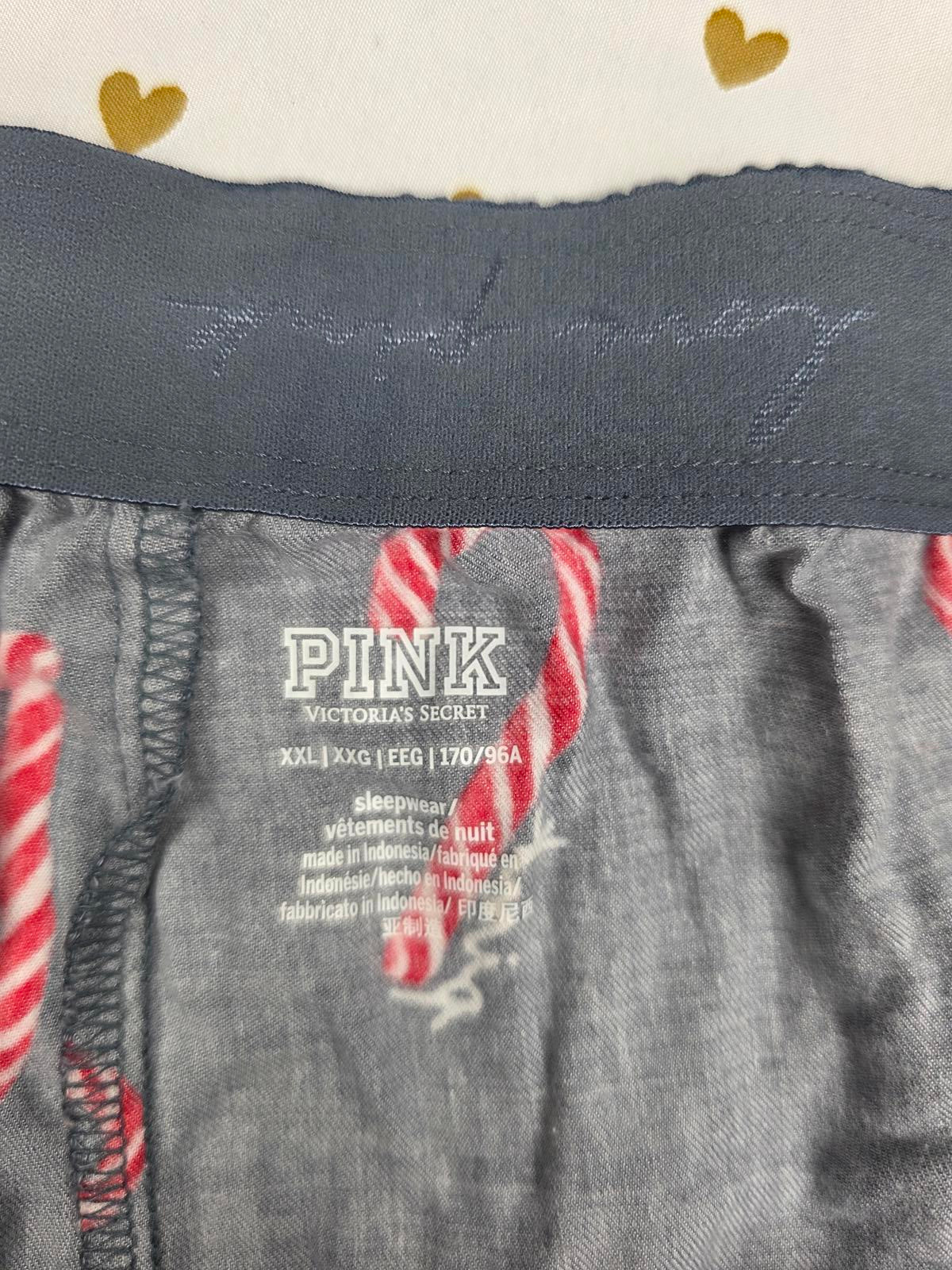 Victorias Secret PINK 2x xxl CANDY CANE HEART Sleep Shorts Boxers Pajama Bottoms