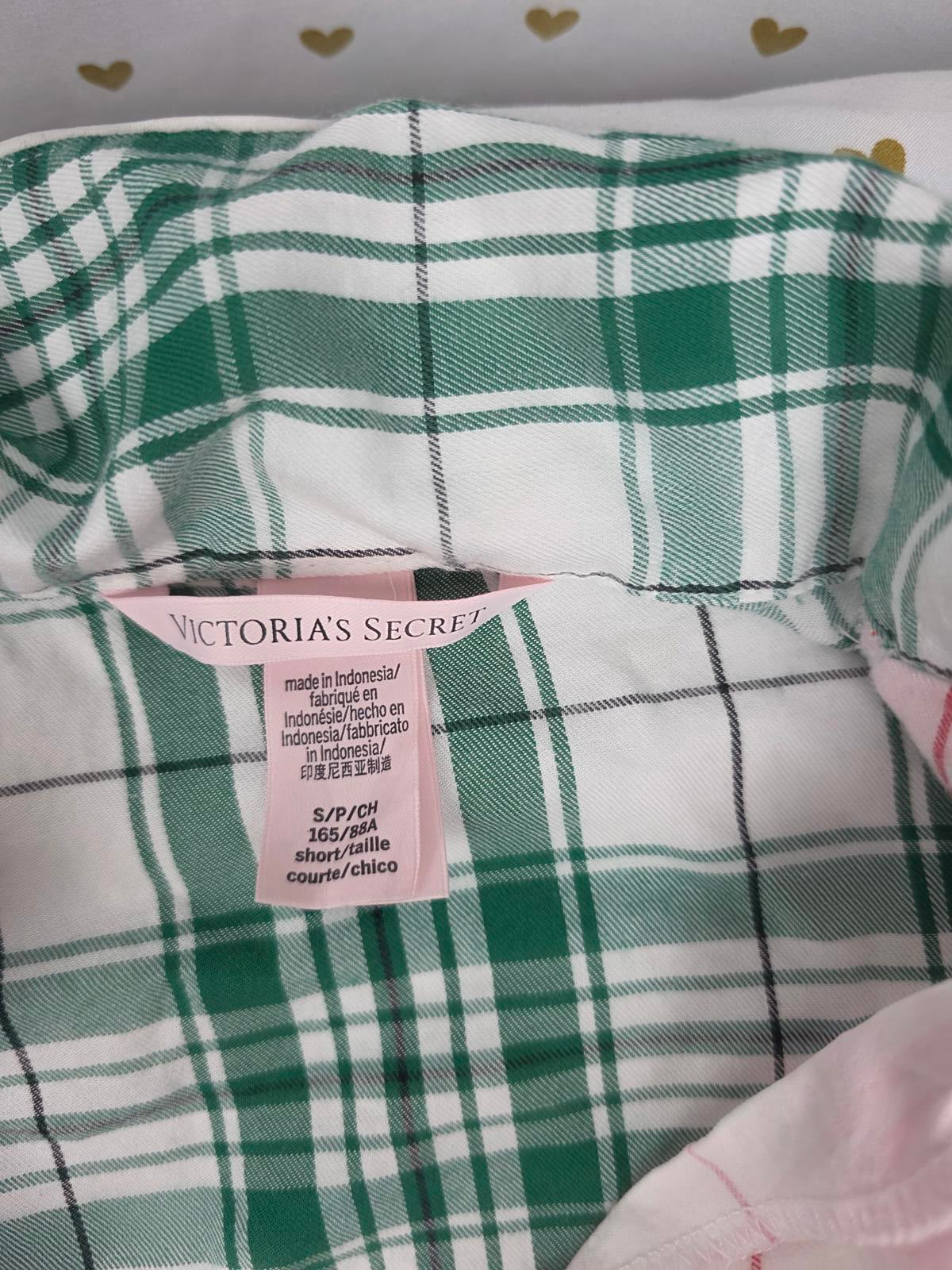 Victorias Secret lot of 2 SMALL Long sleeve Sleep Tops Plaid Shirts Pajama PJ