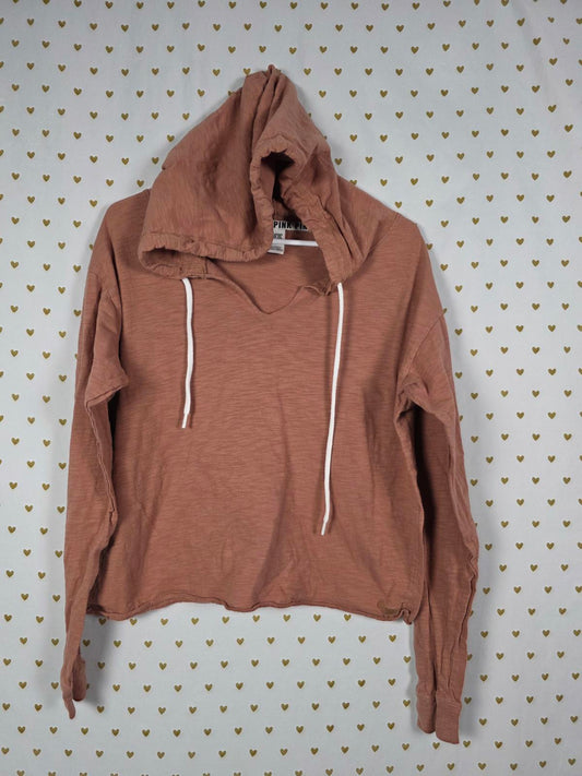Victorias Secret PINK Brown Hooded Long Sleeve Shirt Lightweight Hoodie Medium