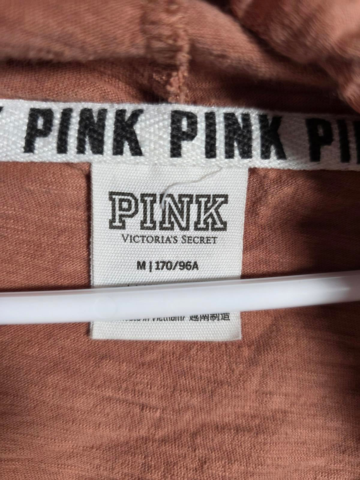 Victorias Secret PINK Brown Hooded Long Sleeve Shirt Lightweight Hoodie Medium