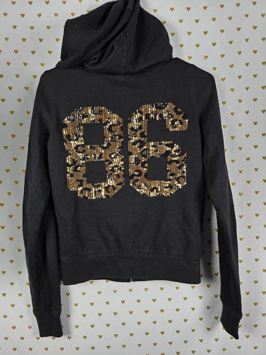 Victorias Secret Pink BLING GOLD CHEETAH Logo Hoodie Jacket Full Zip VTG XS