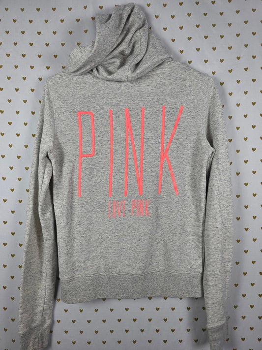 Victorias Secret Pink CUTE EMBROIDERED Grey Hoodie Jacket Coat  XS
