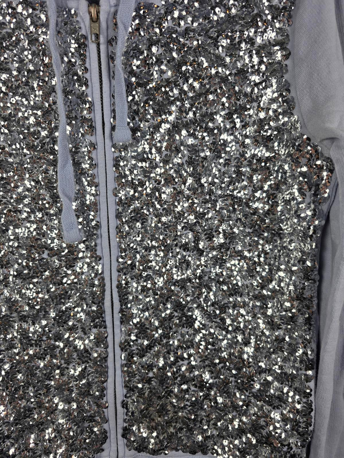 Victoria's Secret PINK Fashion Show Silver Sequin Bling Hoodie XS RARE