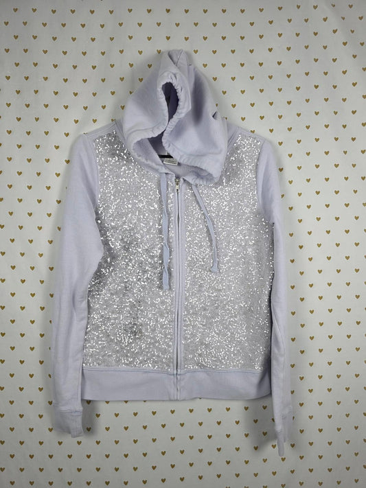 Victorias Secret Pink BLING FASHION SHOW Hoodie Sequined FULL ZIP HOODIE Small