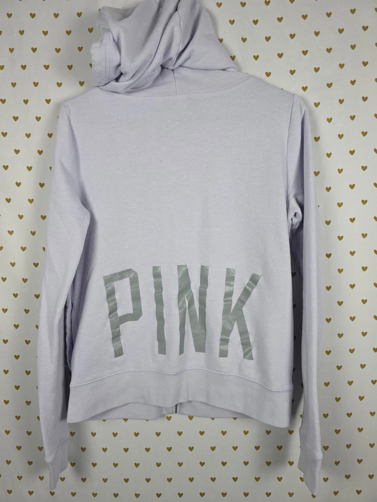 Victorias Secret Pink BLING FASHION SHOW Hoodie Sequined FULL ZIP HOODIE Small