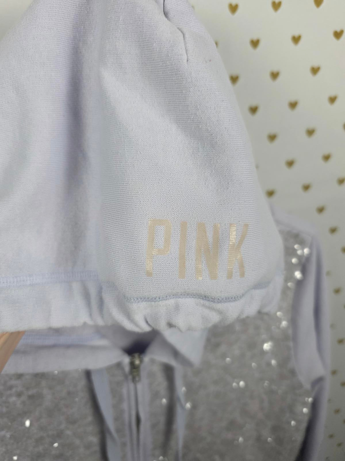 Victorias Secret Pink BLING FASHION SHOW Hoodie Sequined FULL ZIP HOODIE Small