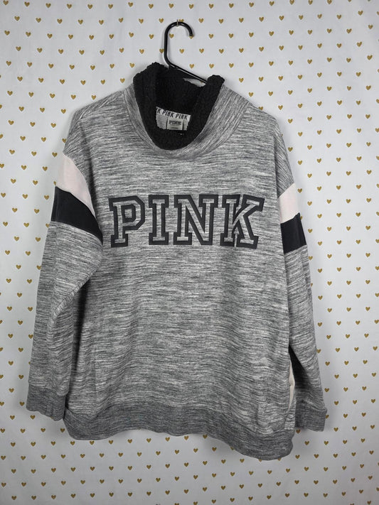 Victorias Secret Pink Slouhy Cowl Neck Logo Sweater Shirt LARGE