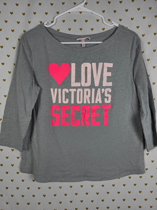 Victorias Secret LOVE Quarter Sleeve Logo Tee Shirt SMALL